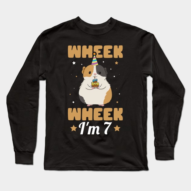 Wheek Wheek I'm 7 Design for your 7 year old Guinea Pig Son Long Sleeve T-Shirt by ErdnussbutterToast